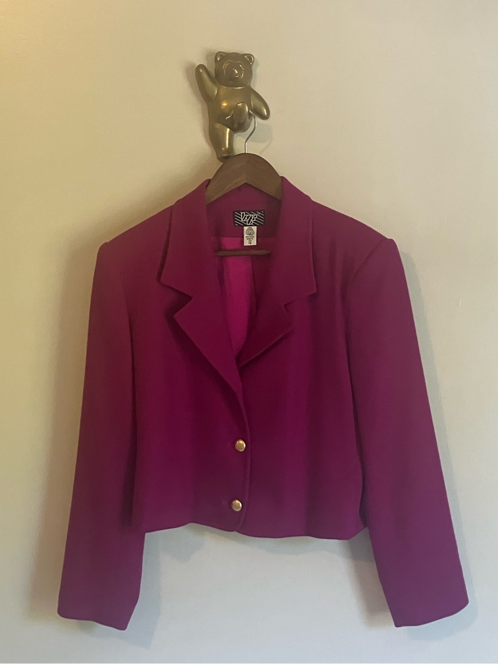 Vintage Wool KGR Pink Blazer Gold Buttons Sz 10 Made in USA